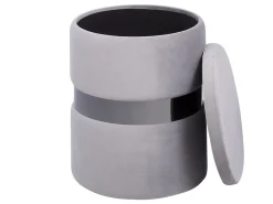 Best Beliani Set di 2 pouf contenitore DORIS Velluto Grigio chiaro Argento Grigio