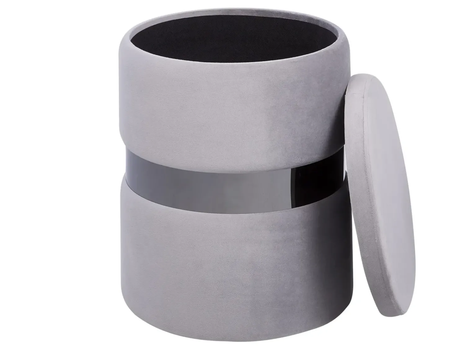 Best Beliani Set di 2 pouf contenitore DORIS Velluto Grigio chiaro Argento Grigio