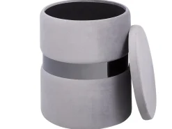 Best Beliani Set di 2 pouf contenitore DORIS Velluto Grigio chiaro Argento Grigio