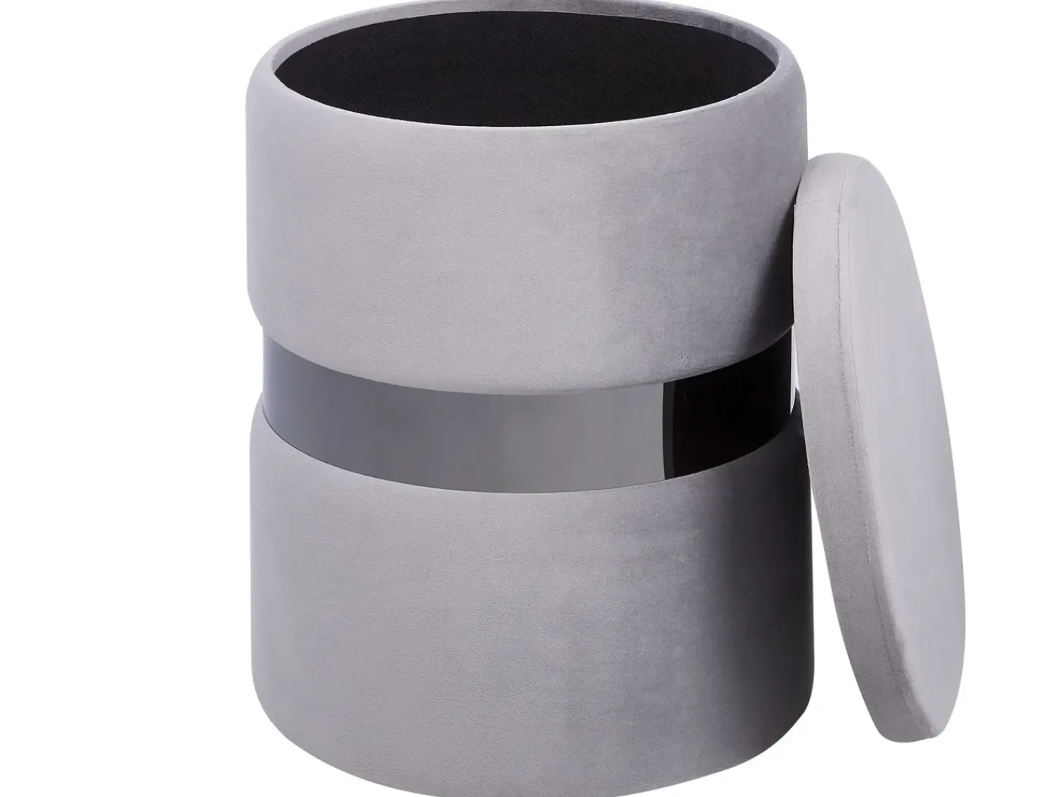 Best Beliani Set di 2 pouf contenitore DORIS Velluto Grigio chiaro Argento Grigio