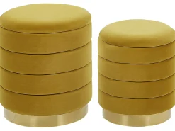 New Beliani Set di 2 pouf contenitore GARLAND Velluto Senape Giallo Oro