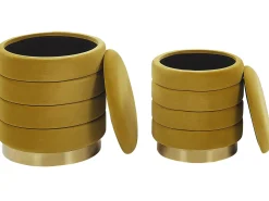 New Beliani Set di 2 pouf contenitore GARLAND Velluto Senape Giallo Oro