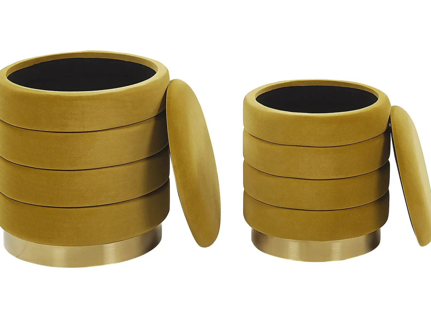 New Beliani Set di 2 pouf contenitore GARLAND Velluto Senape Giallo Oro