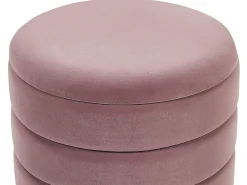 New Beliani Set di 2 pouf contenitore GARLAND Velluto Rosa Rosa Oro