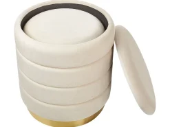 New Beliani Set di 2 pouf contenitore GARLAND Velluto Beige chiaro Beige Oro