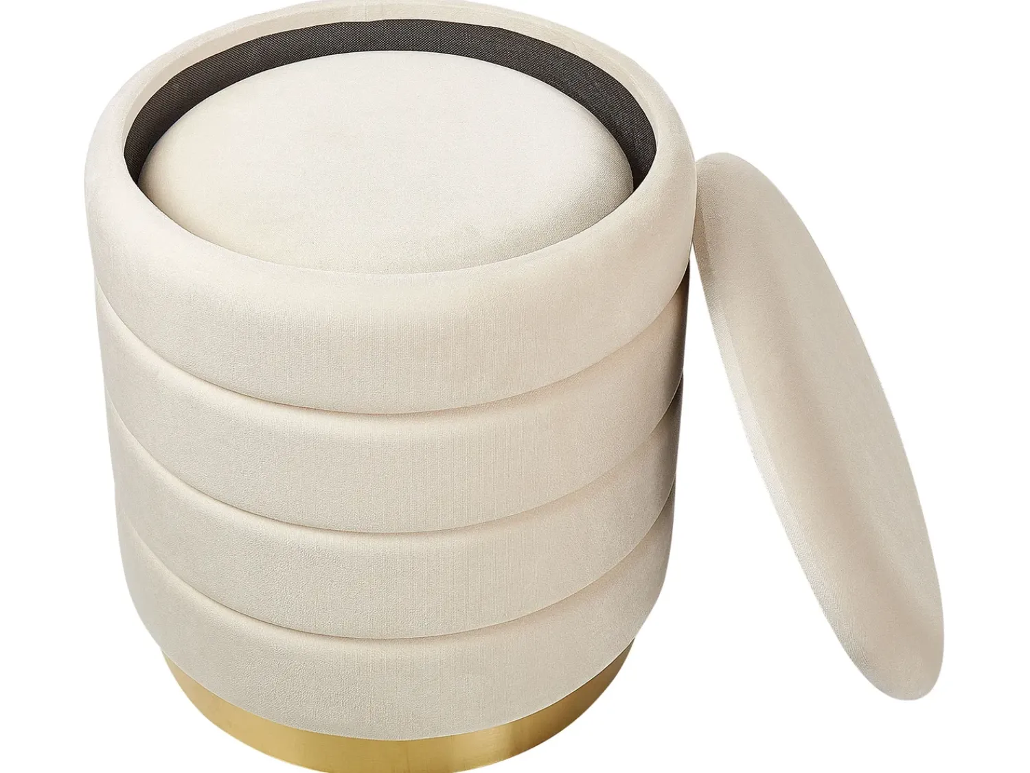 New Beliani Set di 2 pouf contenitore GARLAND Velluto Beige chiaro Beige Oro