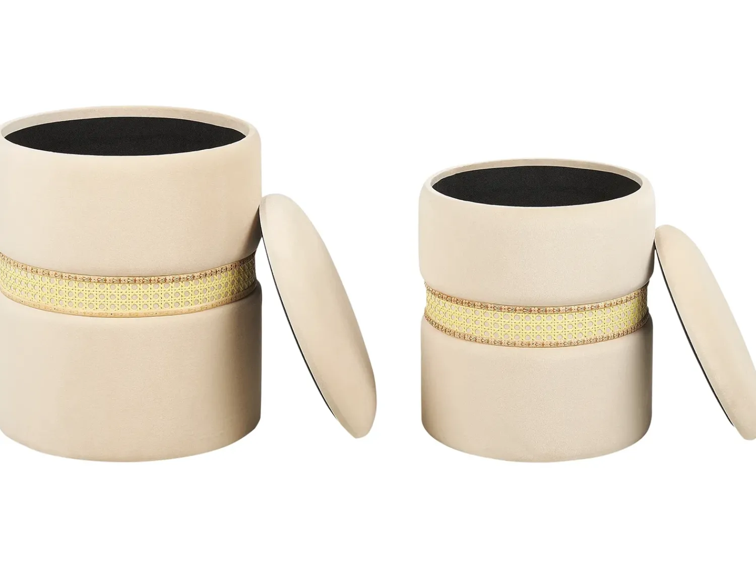 Outlet Beliani Set di 2 pouf contenitore MEDFORD Velluto chiaro Beige
