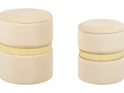 Outlet Beliani Set di 2 pouf contenitore MEDFORD Velluto chiaro Beige