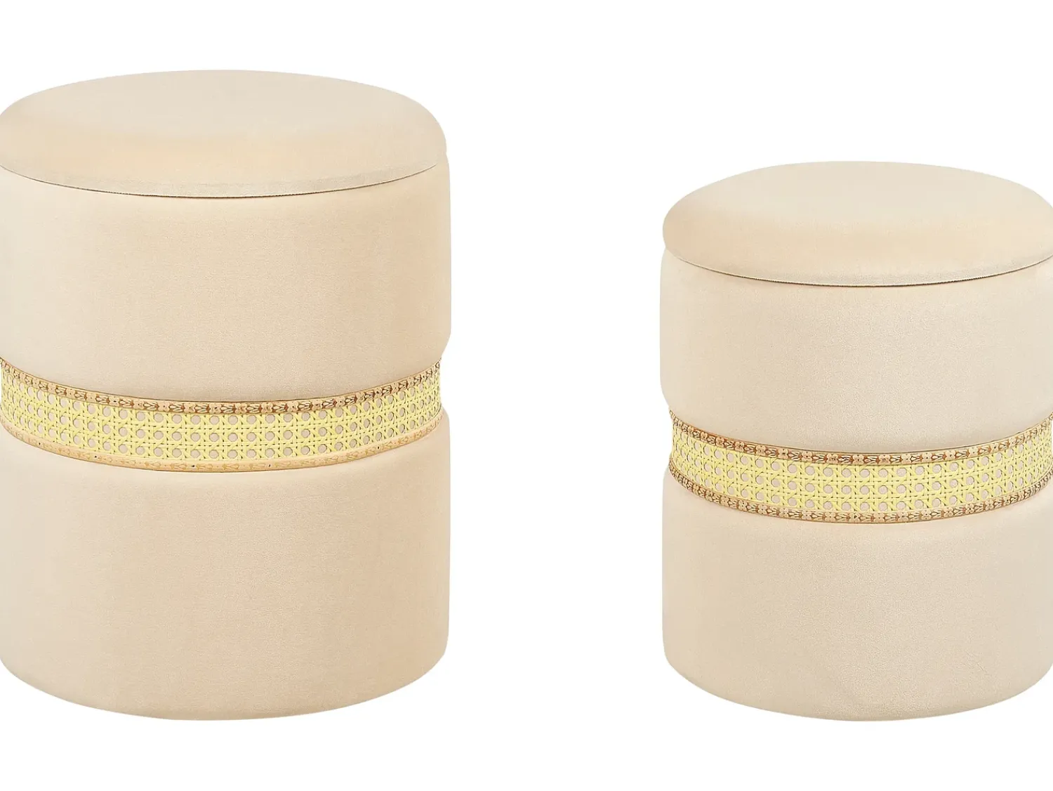 Outlet Beliani Set di 2 pouf contenitore MEDFORD Velluto chiaro Beige
