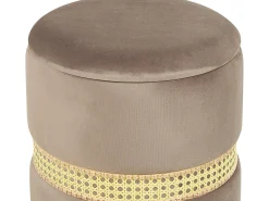 Sale Beliani Set di 2 pouf contenitore MEDFORD Velluto Tortora Grigio