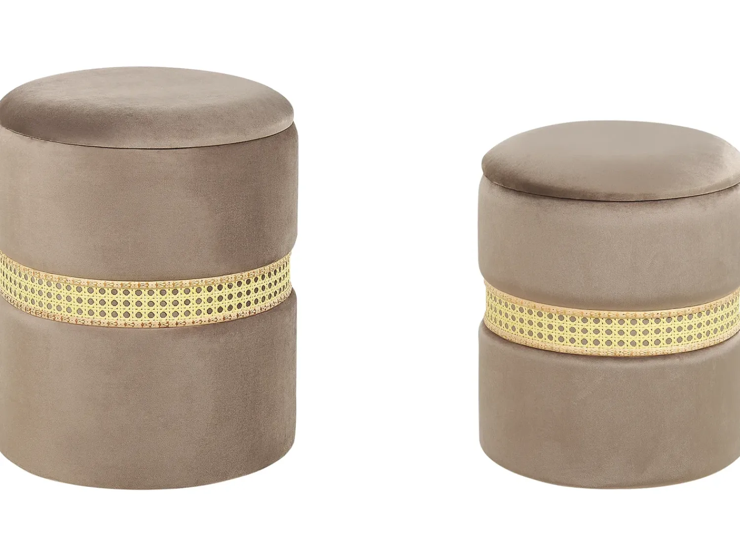 Sale Beliani Set di 2 pouf contenitore MEDFORD Velluto Tortora Grigio