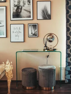 Online Beliani Set di 2 pouf contenitore MIRAMAR Velluto Grigio Oro Grigio