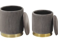Online Beliani Set di 2 pouf contenitore MIRAMAR Velluto Grigio Oro Grigio