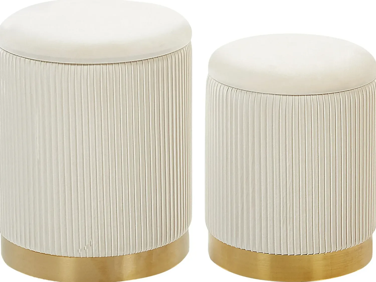 Outlet Beliani Set di 2 pouf contenitore MIRAMAR Velluto Bianco Bianco Oro
