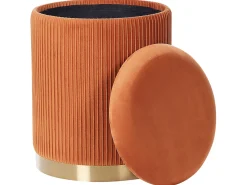 Beliani Set di 2 pouf contenitore MIRAMAR Velluto Arancione Arancione Oro
