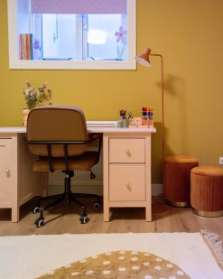 Beliani Set di 2 pouf contenitore MIRAMAR Velluto Arancione Arancione Oro