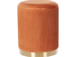 Beliani Set di 2 pouf contenitore MIRAMAR Velluto Arancione Arancione Oro