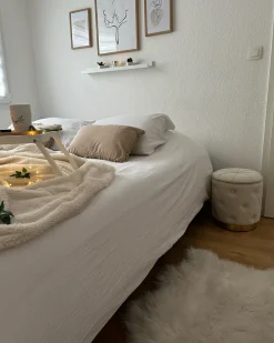 Best Beliani Set di 2 pouf contenitore PUEBLO Velluto Bianco Bianco Oro