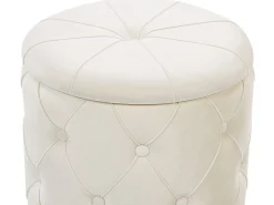 Best Beliani Set di 2 pouf contenitore PUEBLO Velluto Bianco Bianco Oro