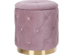 Outlet Beliani Set di 2 pouf contenitore PUEBLO Velluto Rosa Rosa Oro