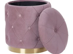 Outlet Beliani Set di 2 pouf contenitore PUEBLO Velluto Rosa Rosa Oro