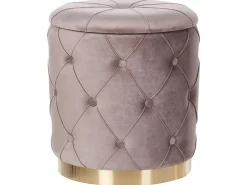 Clearance Beliani Set di 2 pouf contenitore PUEBLO Velluto Tortora Beige Oro Grigio