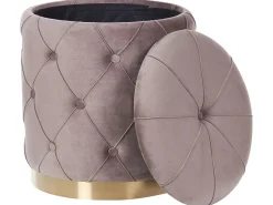 Clearance Beliani Set di 2 pouf contenitore PUEBLO Velluto Tortora Beige Oro Grigio