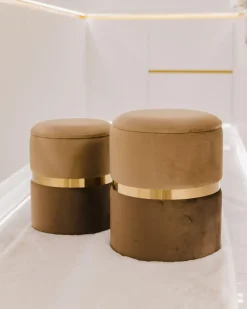 Beliani Set di 2 pouf contenitore WICHITA Velluto Marrone Oro Marrone