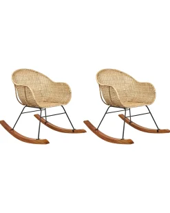 Hot Beliani Set di 2 sedie a dondolo LAVINIO Rattan Naturale