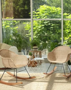 Hot Beliani Set di 2 sedie a dondolo LAVINIO Rattan Naturale