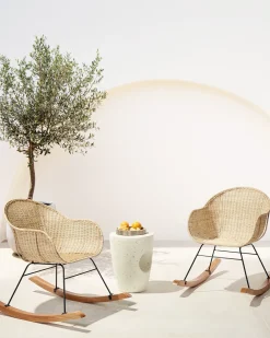 Hot Beliani Set di 2 sedie a dondolo LAVINIO Rattan Naturale
