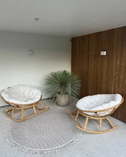 New Beliani Set di sedie a dondolo ORVIETO Rattan Naturale Beige Naturale