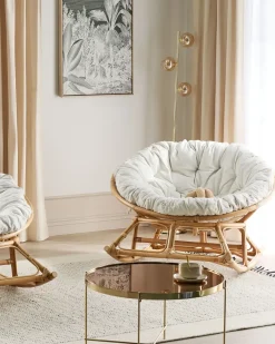 New Beliani Set di sedie a dondolo ORVIETO Rattan Naturale Beige Naturale