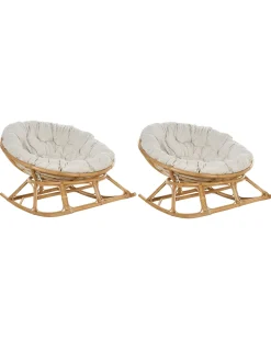 New Beliani Set di sedie a dondolo ORVIETO Rattan Naturale Beige Naturale