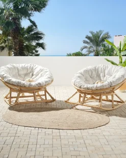 New Beliani Set di sedie a dondolo ORVIETO Rattan Naturale Beige Naturale