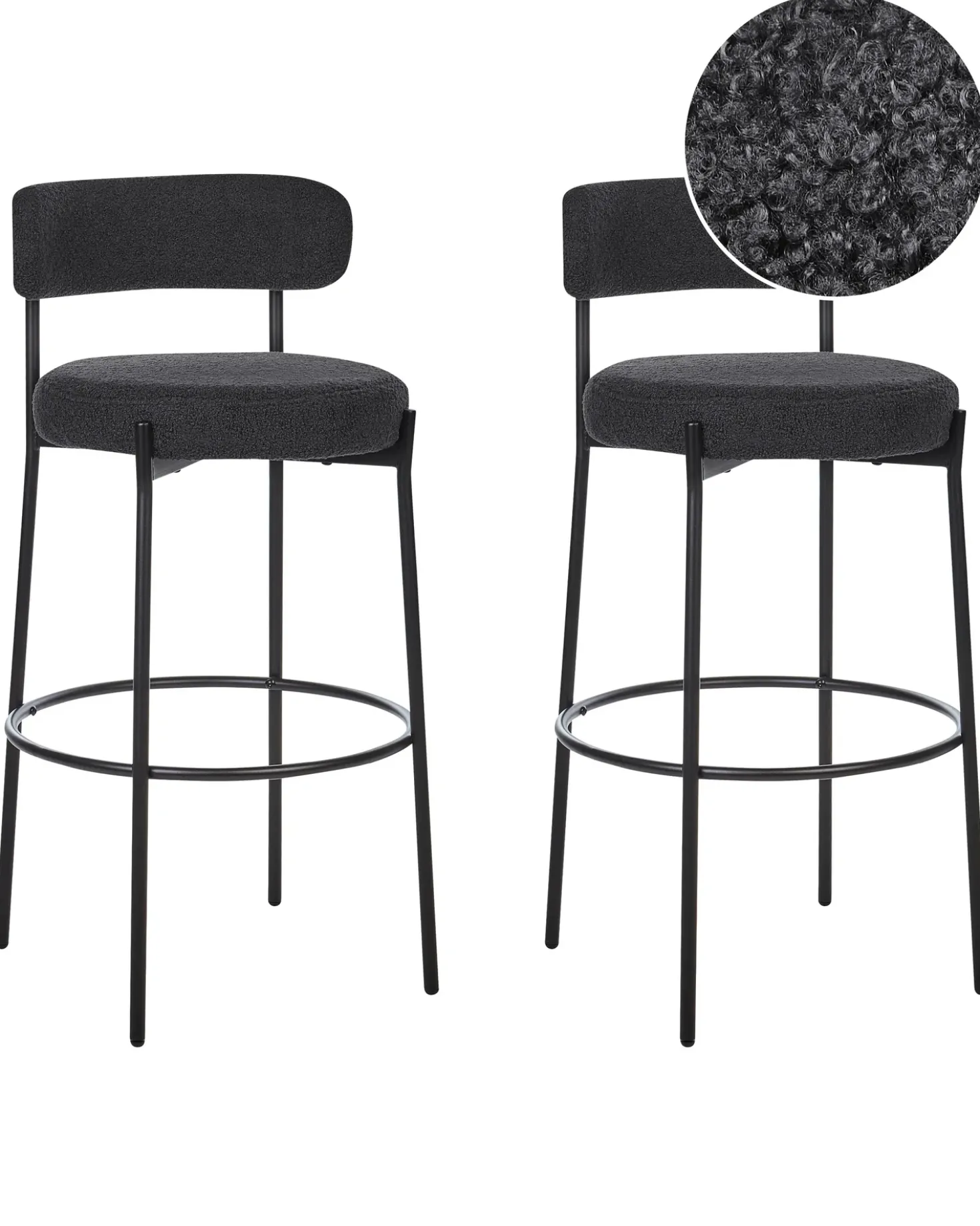 Set di 2 sedie alte ALLISON Bouclé Nero