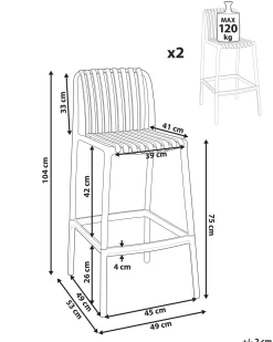 Best Beliani Set di 2 sedie alte ARICCIA 2 in 1 Materiale sintetico chiaro Rosso