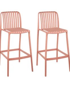 Best Beliani Set di 2 sedie alte ARICCIA 2 in 1 Materiale sintetico chiaro Rosso