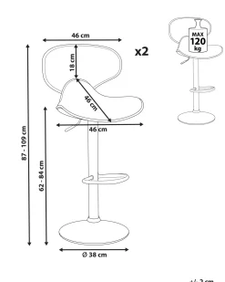 Set di 2 sedie alte CONWAY Pelle sintetica Bianco