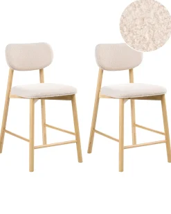 Set di 2 sedie alte MILLS Bouclé Marrone chiaro/Beige