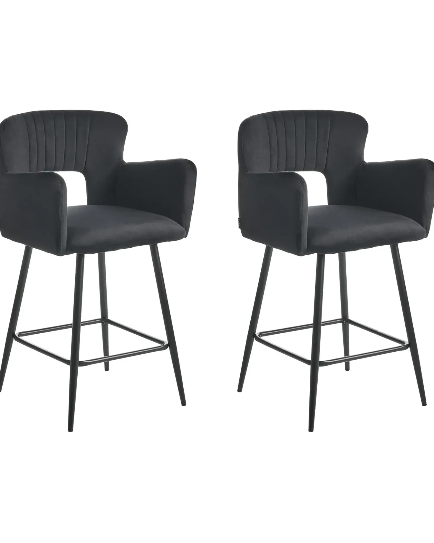 Set di 2 sedie alte SANILAC Velluto Nero