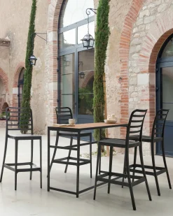 Outlet Beliani Set di 4 sedie alte SECEDA Materiale sintetico 2 in 1 Nero