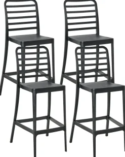 Outlet Beliani Set di 4 sedie alte SECEDA Materiale sintetico 2 in 1 Nero