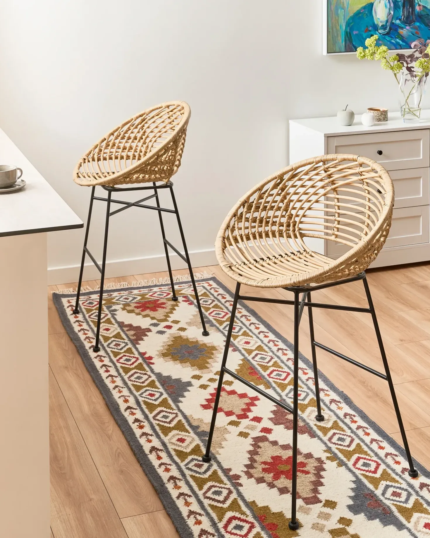 Set di 2 sedie alte WINDOM Rattan Naturale