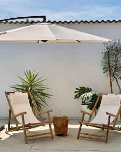 Sale Beliani Set di 2 sedie a sdraio pieghevoli ATRANI Bambù Beige chiaro Bianco Marrone