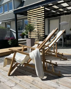 Sale Beliani Set di 2 sedie a sdraio pieghevoli ATRANI Bambù Beige chiaro Bianco Marrone