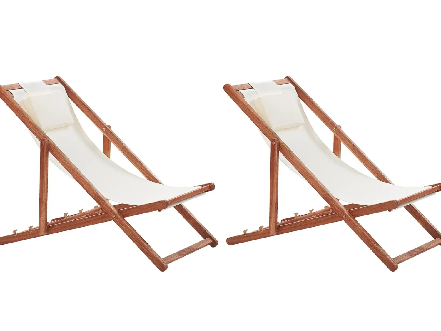 Discount Beliani Set di 2 sedie a sdraio pieghevoli AVELLINO con Tessuti di Ricambio Legno d'acacia Marrone scuro Bianco Marrone Multicolore