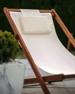 Discount Beliani Set di 2 sedie a sdraio pieghevoli AVELLINO con Tessuti di Ricambio Legno d'acacia Marrone scuro Bianco Marrone Multicolore