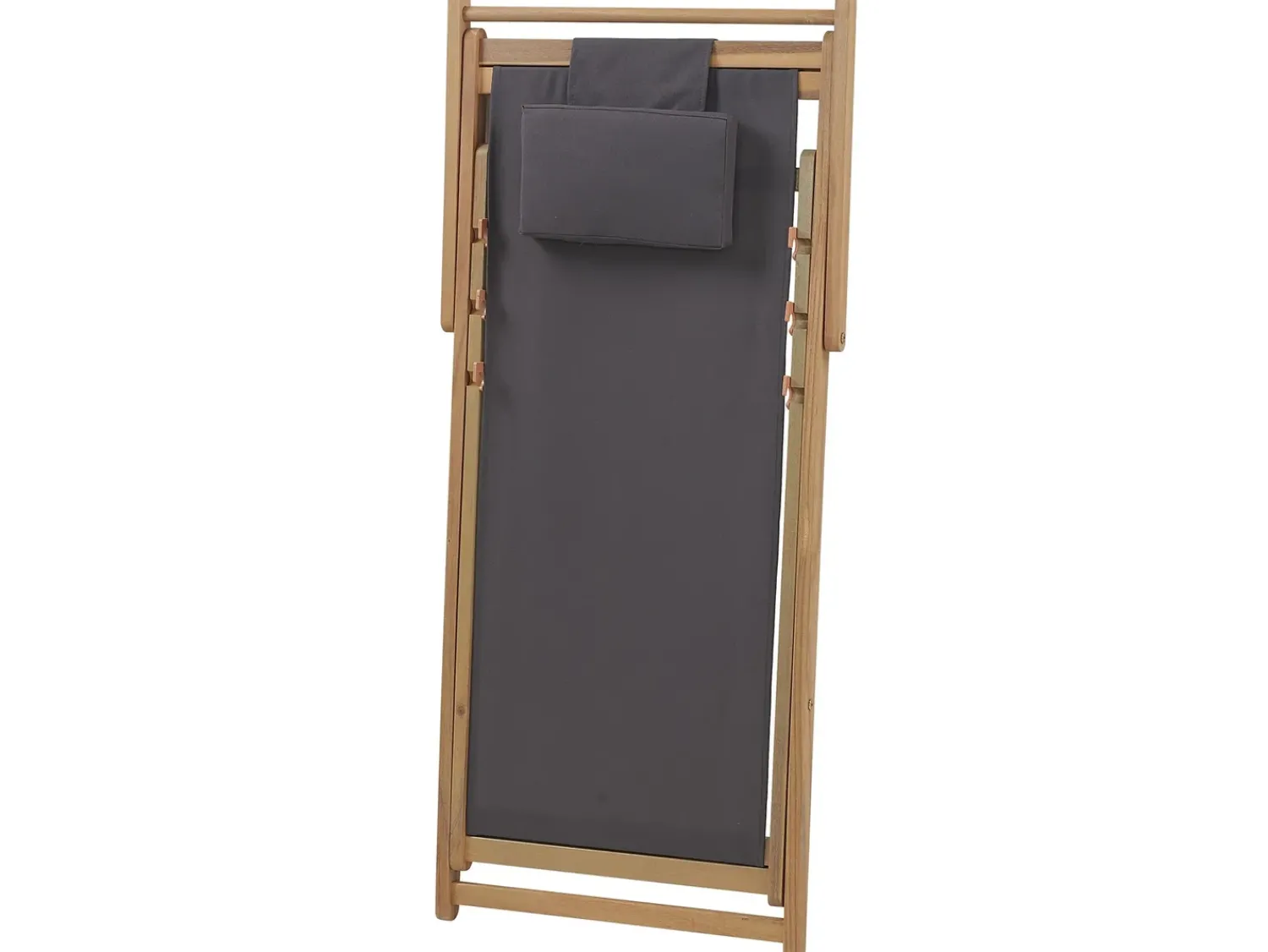 Outlet Beliani Set di 2 sedie a sdraio pieghevoli AVELLINO con Tessuti di Ricambio Legno d'acacia Marrone scuro Grigio Marrone Multicolore