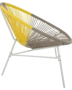 New Beliani Set di 2 sedie da giardino ACAPULCO Rattan sintetico (PE) Tortora Beige Bianco Giallo Multicolore